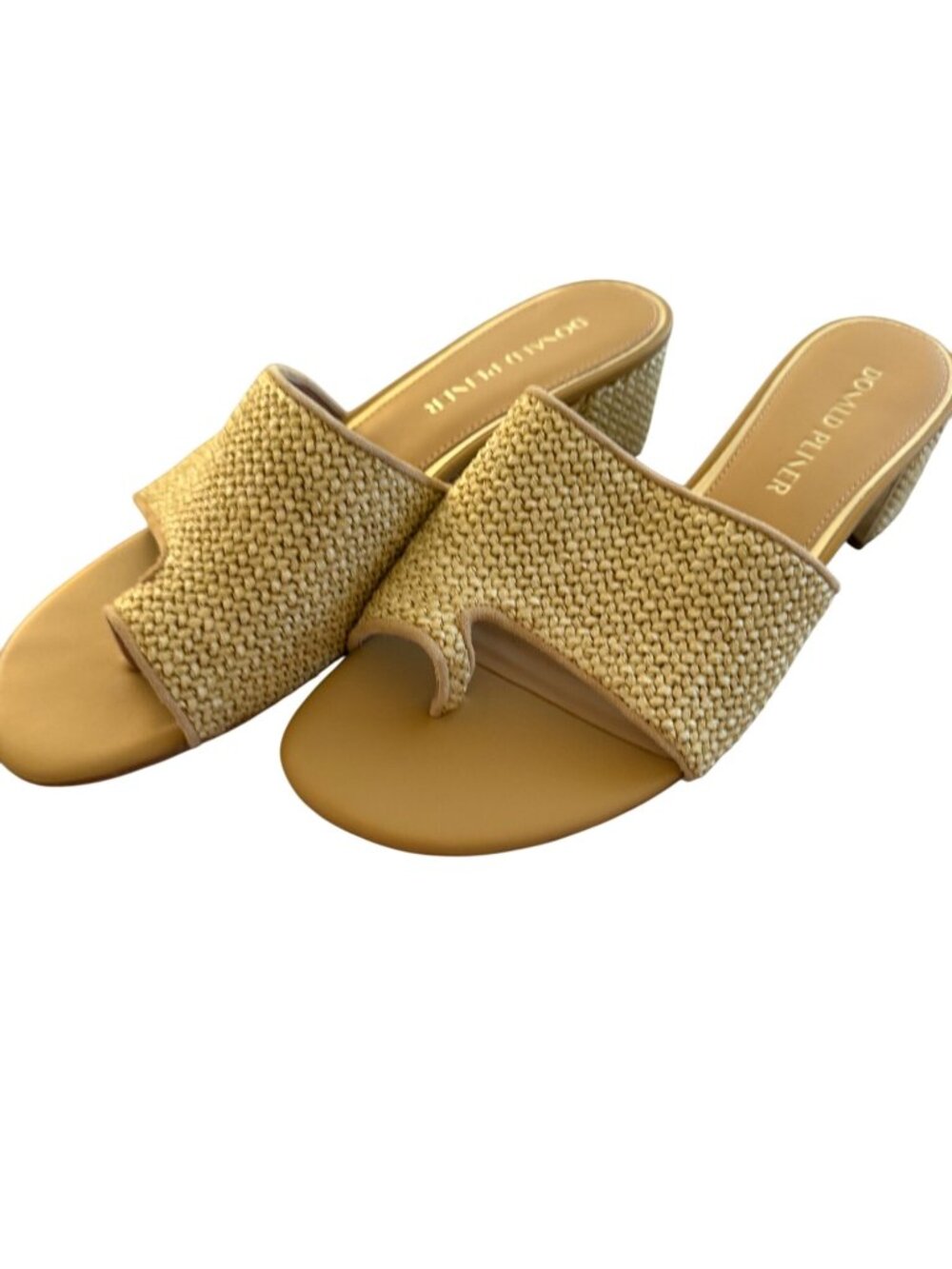 Donald J. Pliner Womens Naia Sandals Size 9.5 Tan Raffia Saddle Slip On Casual - Picture 8 of 11
